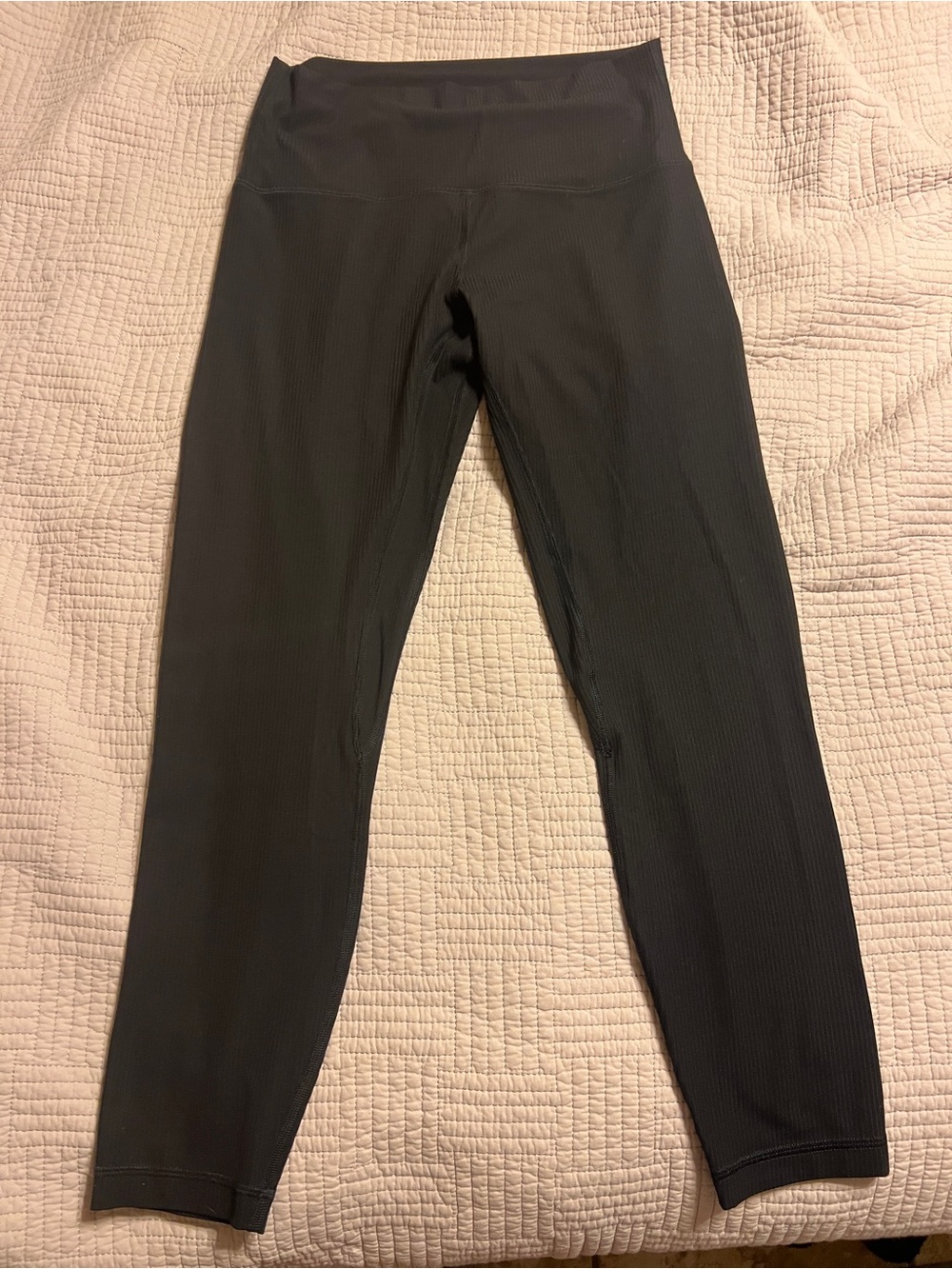 Lululemon High-Waisted Black Ribbed 7/8 Leggings